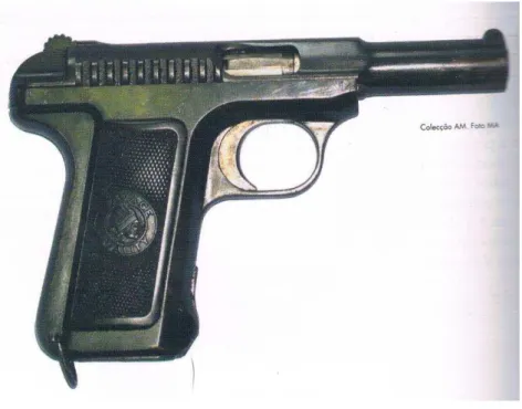 Figura 0-11  –  Pistola Savage 7,65mm  Fonte: (Telo &amp; Álvares, 2004 p.104) 