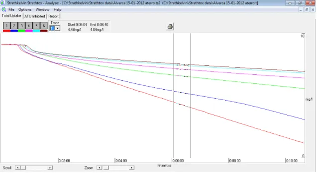 Figura 2. 6: Gráfico gerado pelo uptake total de lama activada recirculada no teste de inibição da  nitrificação 