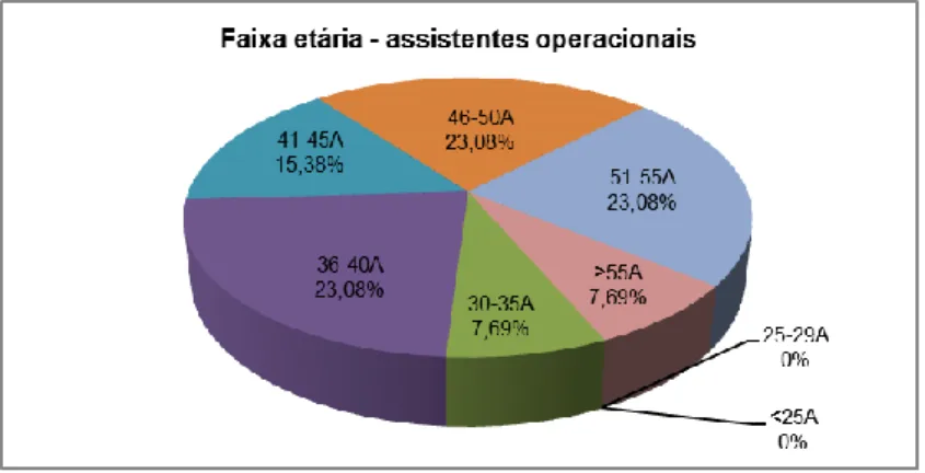 Gráfico nº5 – Distribuição dos assistentes operacionais por faixa etária 