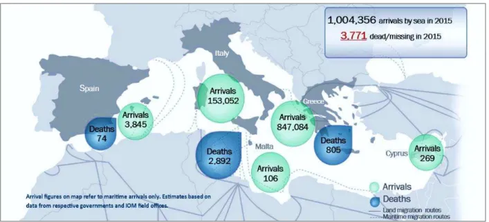 Figura 10  –  Migrant Fatalities in Mediterranean in 2015  Fonte: (OIM, 2015c) 