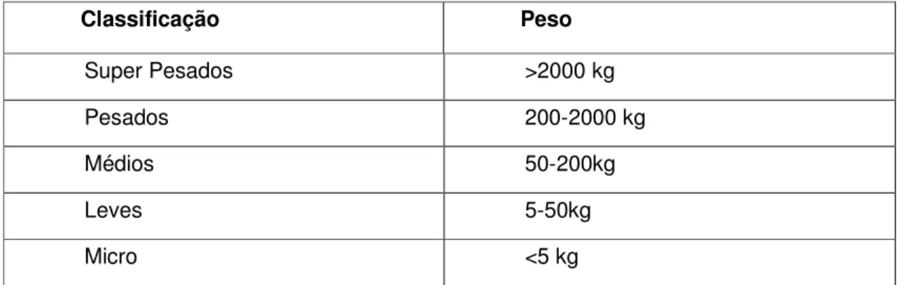 Tabela 2: Classificação por Pesos. 