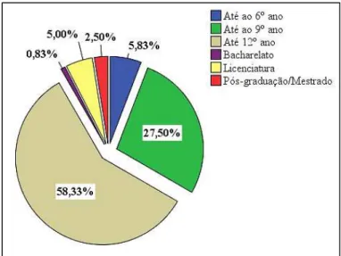 Figura 7: Distribuição das habilitações da amostra em %. 