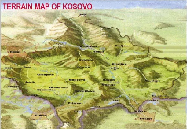 Figura 9: Mapa do terreno do Kosovo  Fonte: (Jertz, 1999). 