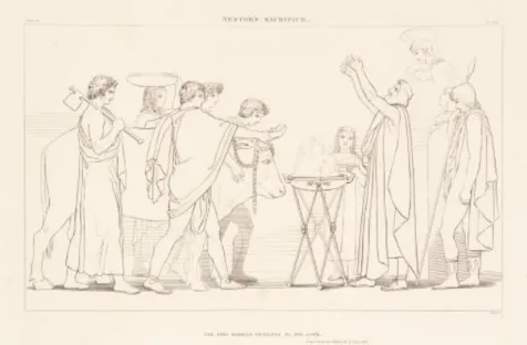 Ilustração 16. John Flaxman.O Sacrifício de Nestor, da série A Odisséia de  Homero. 