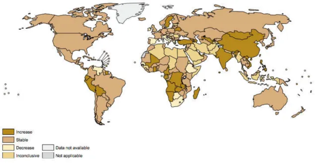 FIG. 5 – Recorded alcohol consumption per capita (15+ years) evolution, 2006-2010 