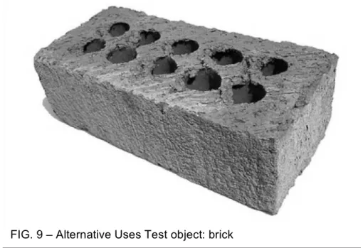 FIG. 9 – Alternative Uses Test object: brick 