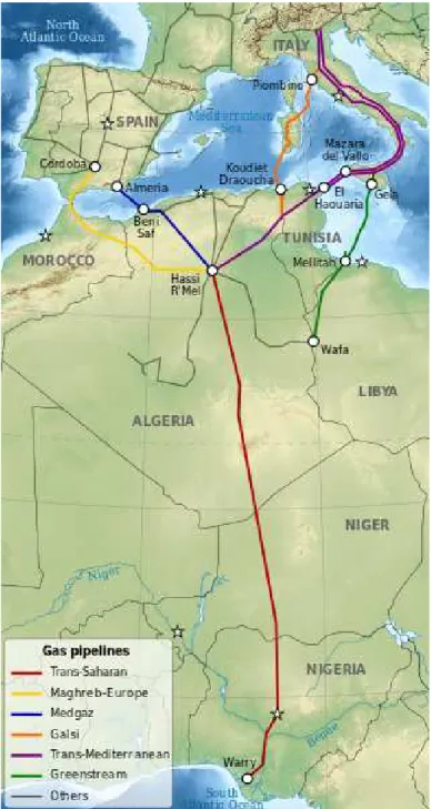 Figura n.º 3 – Rede de Pipelines do Norte de África  Fonte: NEPAD (2010)