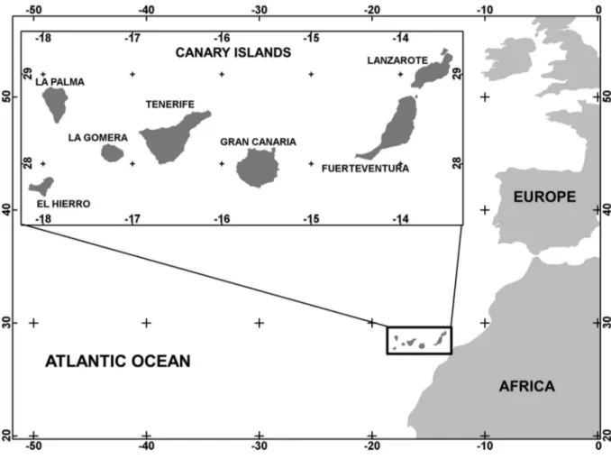 Figure 1. Location of El Hierro and the Canary Islands.
