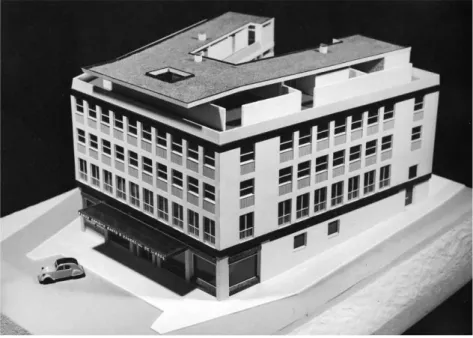 Figura 3. Edifício-sede do BESCL em São João da  Madeira (1959/62), perspectiva da maqueta