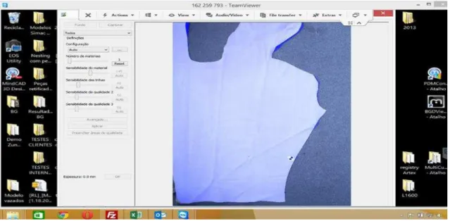 Figura 18 Teste MindCut de área de qualidade do material remotamente (TeamViewer, 2015)