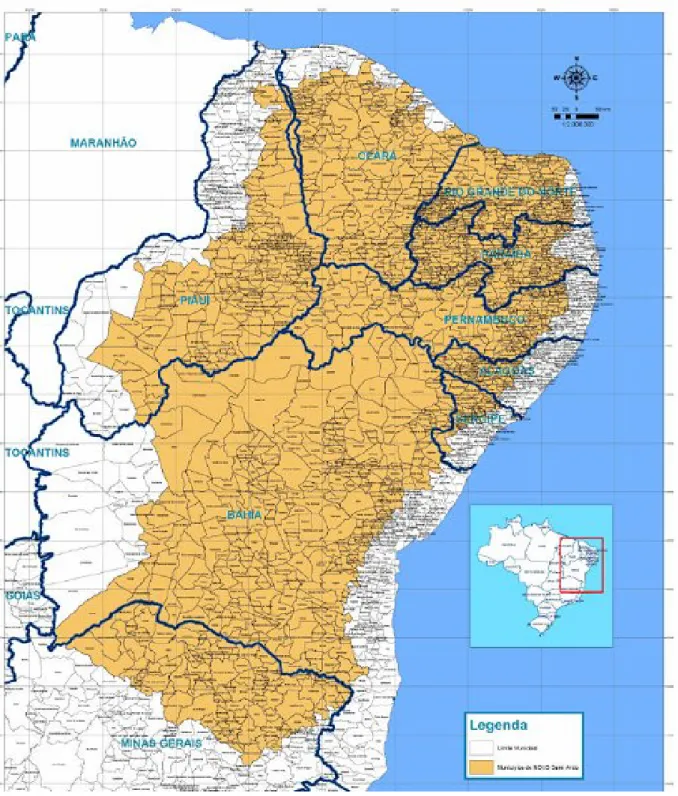FIGURA 4 – Mapa da nova delimitação do Semi – Árido Brasileiro Fonte: BRASIL, (Março, 2005).