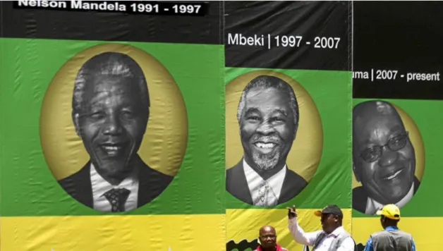 Figura 5 – Fotos dos presidentes da África do sul pós-apartheid (retirado de: http://mg.co.za/article/2012- http://mg.co.za/article/2012-12-14-00-polokwane-decision)