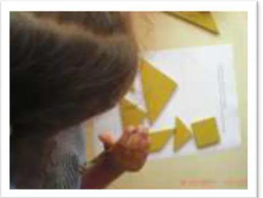 Figura 7 - Realização da proposta de trabalho com o Tangram 
