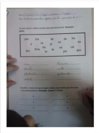Figura 10 - Ficha das pseudopalavras 