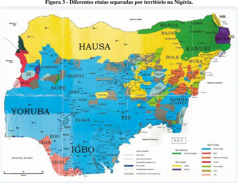 Figura 3 - Diferentes etnias separadas por território na Nigéria.