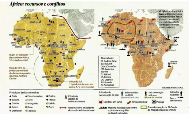 Figura nº17: África: Recursos e Conflitos. 