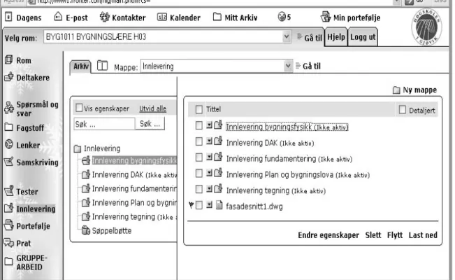 Figure 1. ClassFronter. The user interface for Building Theory. You see folders  for loading assignments