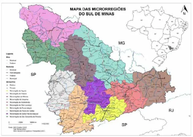 Figura 1 – Mapa da Microrregiões do Sul de Minas Gerais