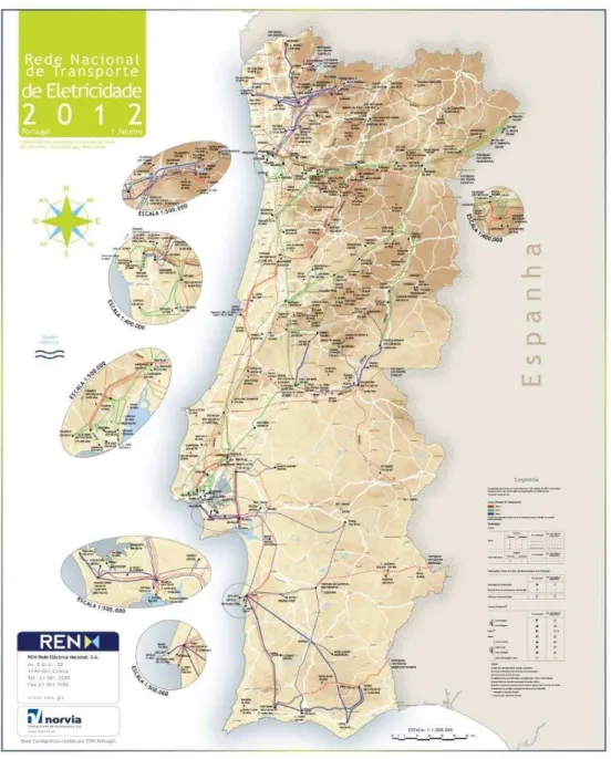Fig. 3  –  Rede Nacional de Transporte de Eletricidade de 2012. 