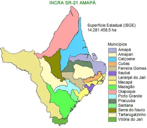 Figura 3- Divisão Municipal do Estado do Amapá-  Fonte: (INCRA 2006) 