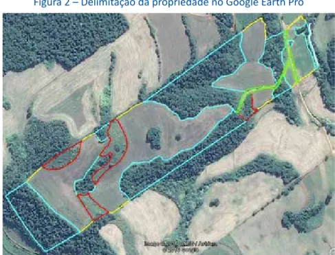 Figura 2 – Delimitação da propriedade no Google Earth Pro