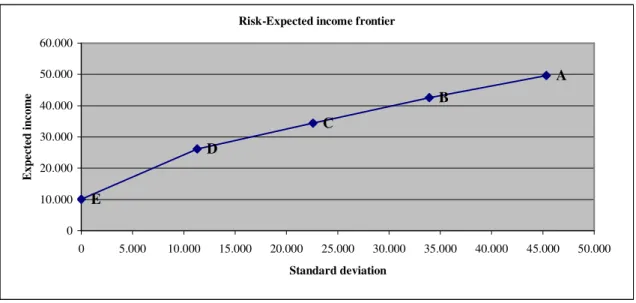 Graphic 1 – Risk-Expected income frontier 