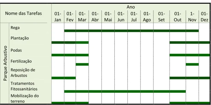 Tabela 4  – Plano de Manutenção para espécies arbustivas 