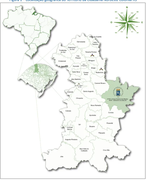 Figura 1 – Localização geográfica do Território da Cidadania Noroeste Colonial RS