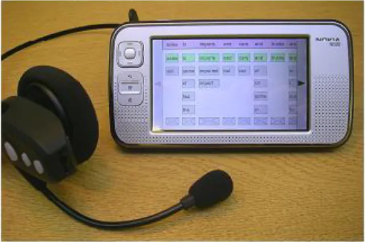 Figura  2.17  -  Parakeet  a  ser  executado  num  dispositivo  móvel  com  auricular  bluetooth