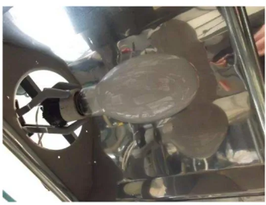Figura 1 Lâmpada de vapor de mercúrio de 125 W instalada no interior da campânula  de interior espelhado