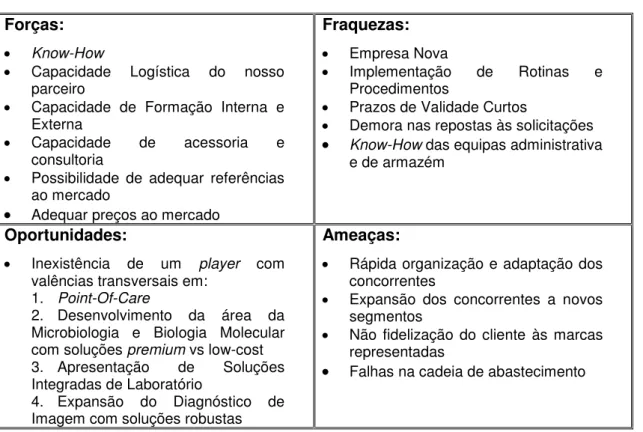 Tabela 9  –  Análise SWOT 