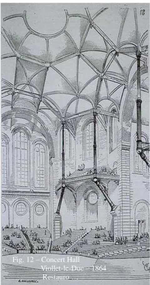 Fig. 12 – Concert Hall                 Viollet-le-Duc – 1864                  Restauro 