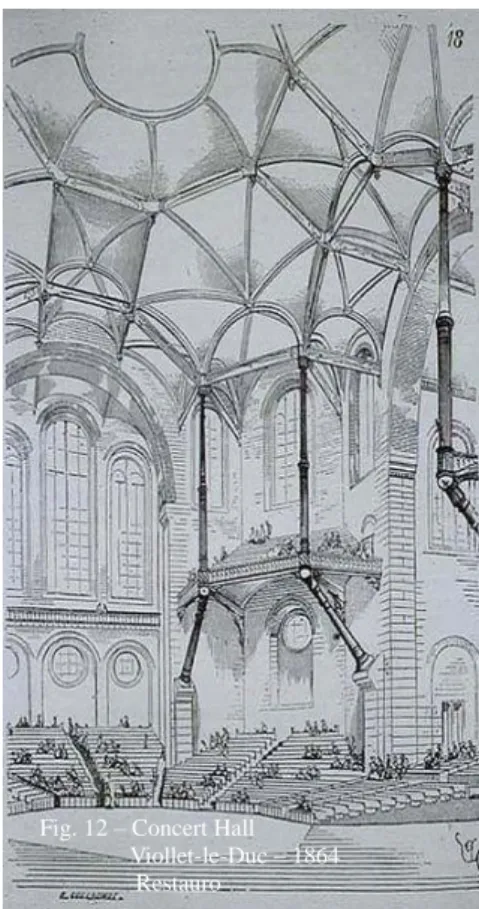 Fig. 12 – Concert Hall                 Viollet-le-Duc – 1864                  Restauro 