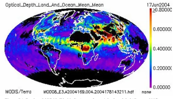 Figura I.1. Produto MOD08_E3, Modis Atmosphere eight-day global (Carmo, 2005). 