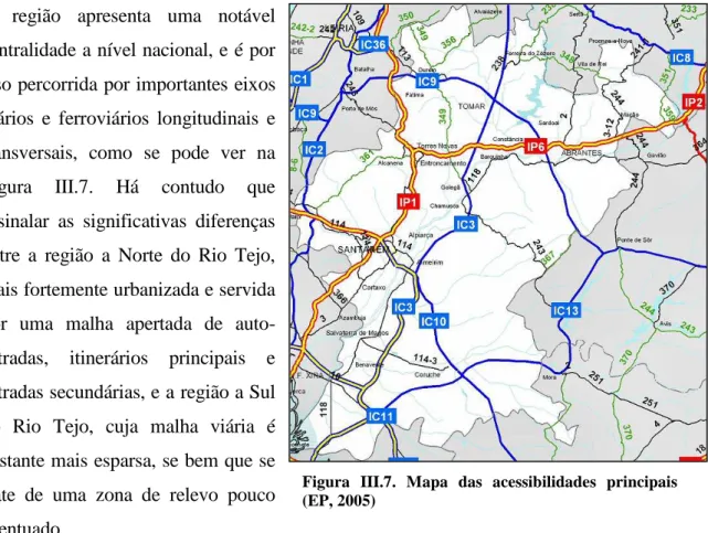 Figura  III.7.  Mapa  das  acessibilidades  principais  (EP, 2005) 
