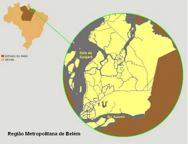 Figura 2 – Localização da Região Metropolitana de Belém (RMB)  Fonte: Prefeitura Municipal de Belém, 2001