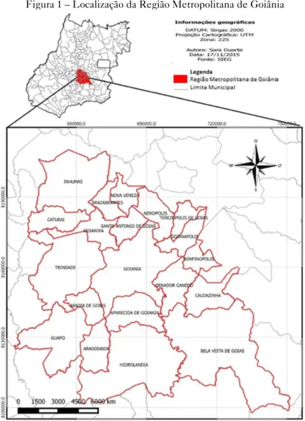 Figura 1 – Localização da Região Metropolitana de Goiânia