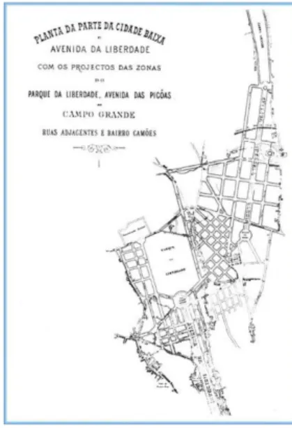 Fig. 02 – Planta da parte da Cidade  Baixa-  esquema  da  estrutura  urbana das Avenidas Novas 