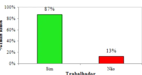 Figura 45. Percentagem de indivíduos trabalhadores que responderam ao inquérito 