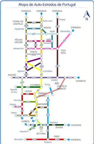 Figura 2  –  Mapa de Autoestradas de Portugal 