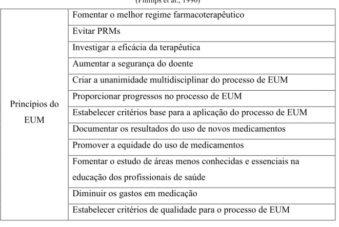 Tabela 7: Objetivos do processo do EUM  (Phillips et al., 1996) 