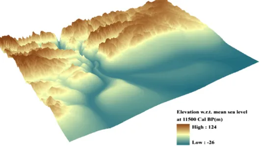 Fig. 3. Three-dimensional view of the reconstructed palaeovalley of the lower Guadiana Estuary at 11,500 cal