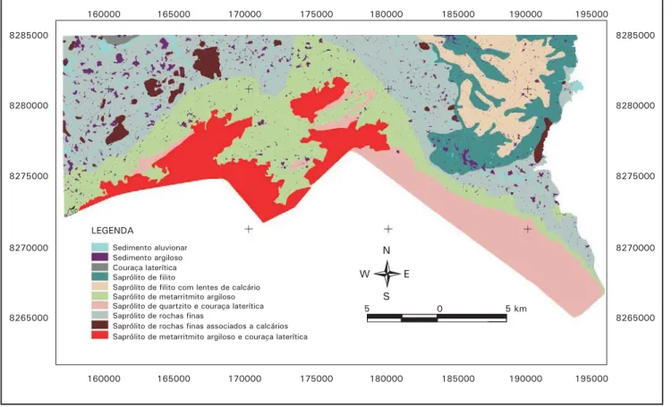 Figura 9. Mapa de material de origem da APA de Cafuringa, escala 1:100.000.