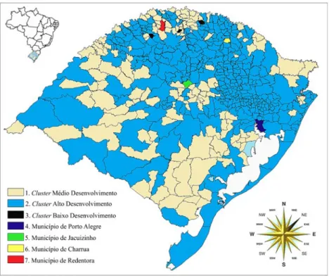 Figura 1 – Clusters formados a partir da similaridade   socioeconômica dos municípios 