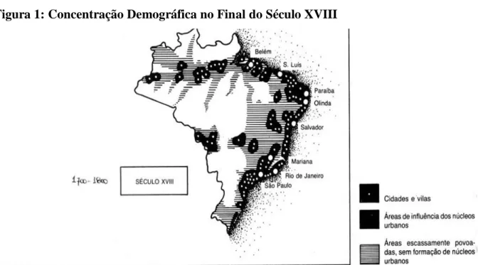 Figura 1: Concentração Demográfica no Final do Século XVIII 