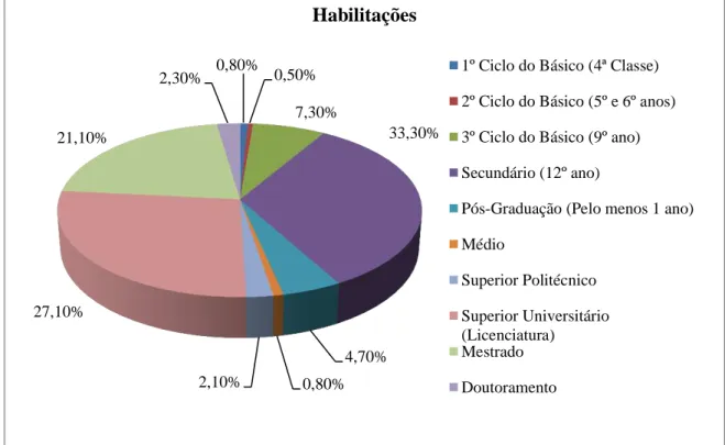 Gráfico n.º 3 - Habilitações literárias. 