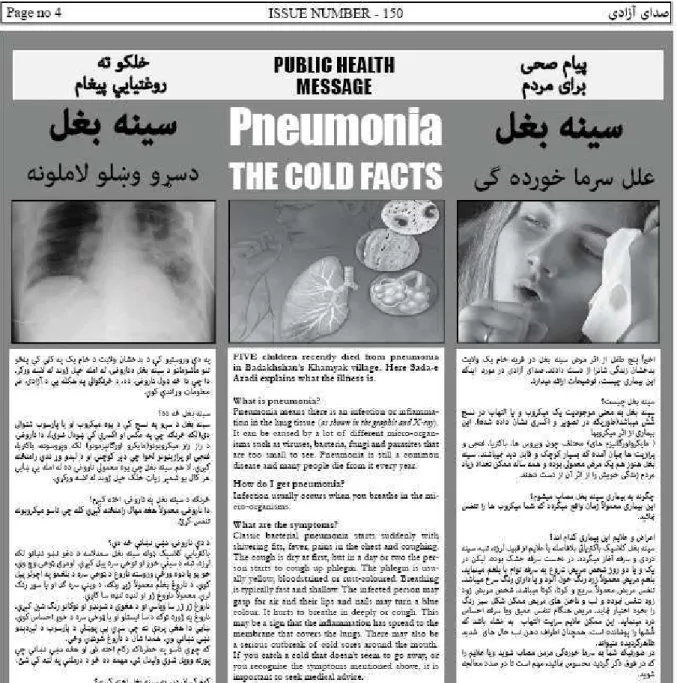 Figura 31: Artigo de Jornal Sada-e-Azadi nº 150: Pneumonia 