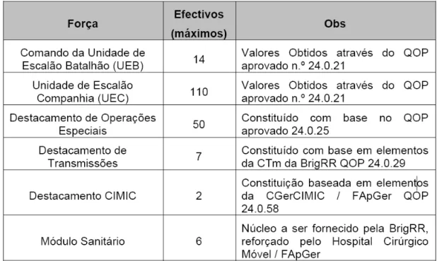 Figura P.3: Número de efectivos da Componente Terrestre da FRI. 