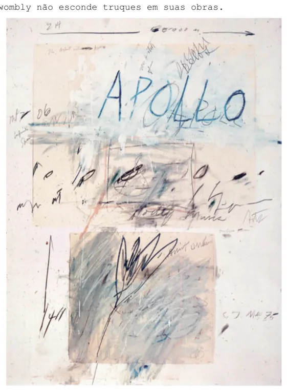Fig. 2 Cy Twombly. Apollo, 1975. Tinta a óleo, giz de cera,lápis e colagem  sobre papel