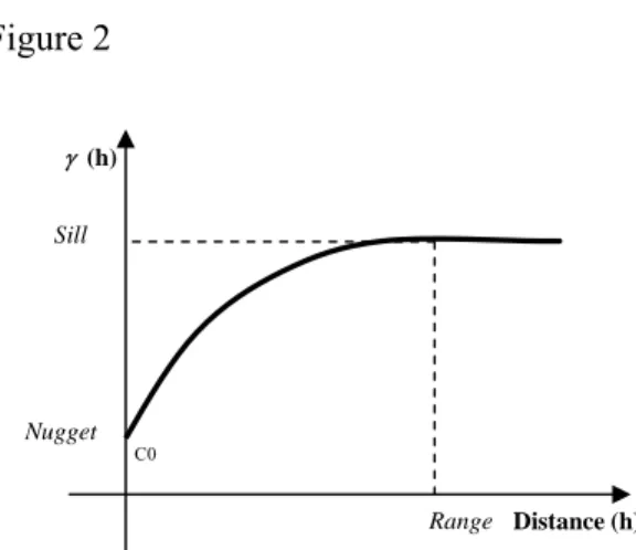 Figure 2  Range γ  (h)  Distance (h) Nugget Sill    C0 